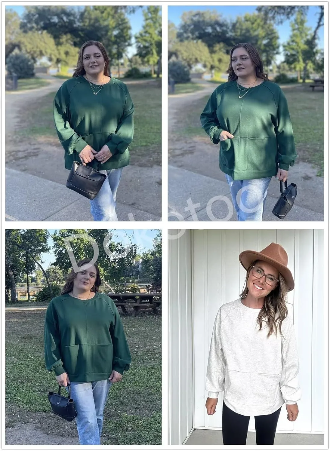 Dokotoo Womens Tops Long Sleeve Tunic Tops Loose Fit Dressy Casual Blouses Crewneck Pullover Tops Fall Outfits 2024