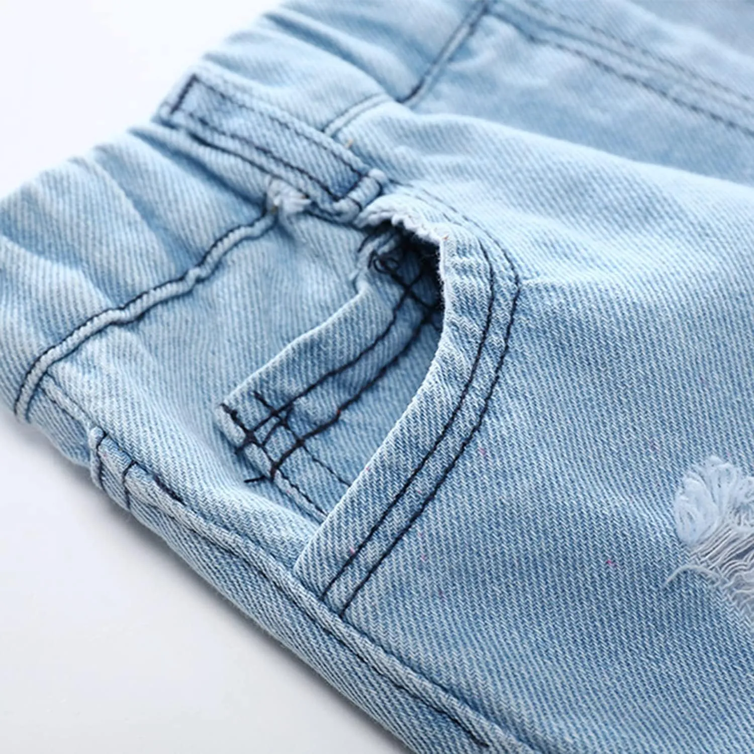 EISHOW Little Boys Jeans Shorts, 1-7 Years Toddler Baby Summer Casual Elastic Waist Ripped Denim Shorts Pockets Pull up Pants