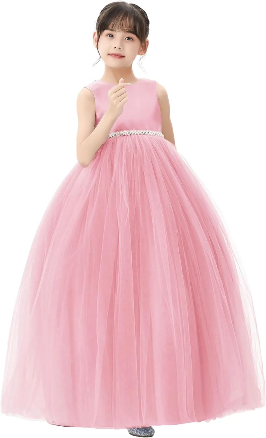 ekidsbridal V-Back Flower Girl Dress Rhinestones for Church Communion Baptism Gowns PR123