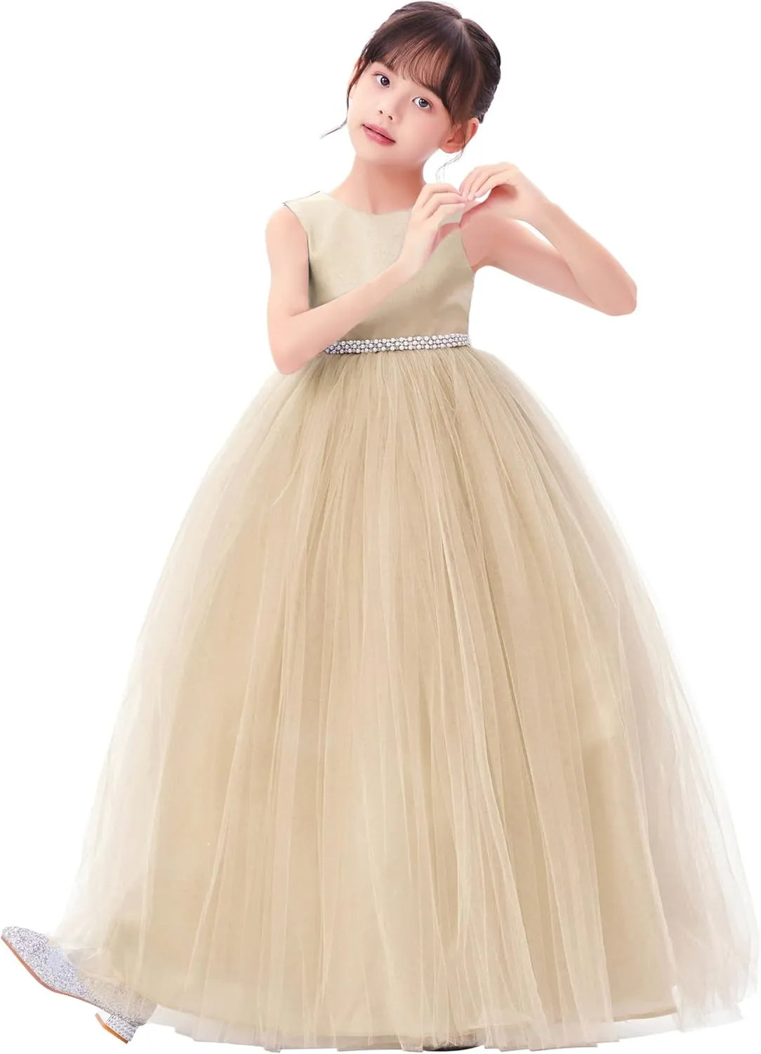 ekidsbridal V-Back Flower Girl Dress Rhinestones for Church Communion Baptism Gowns PR123