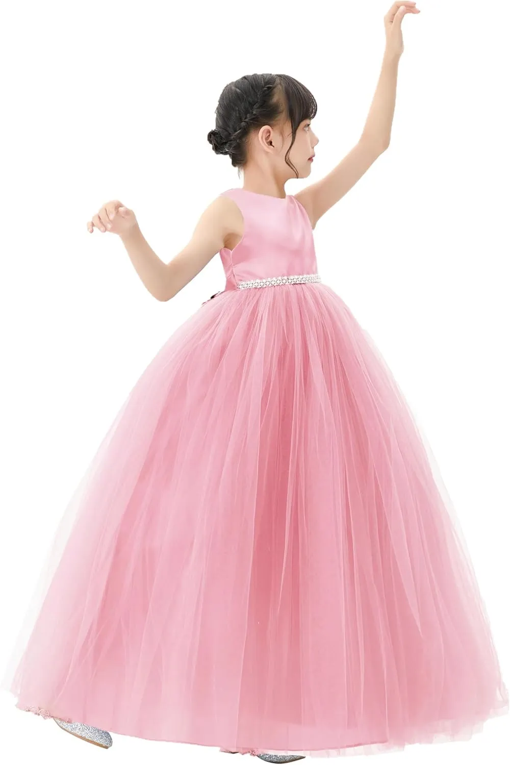ekidsbridal V-Back Flower Girl Dress Rhinestones for Church Communion Baptism Gowns PR123