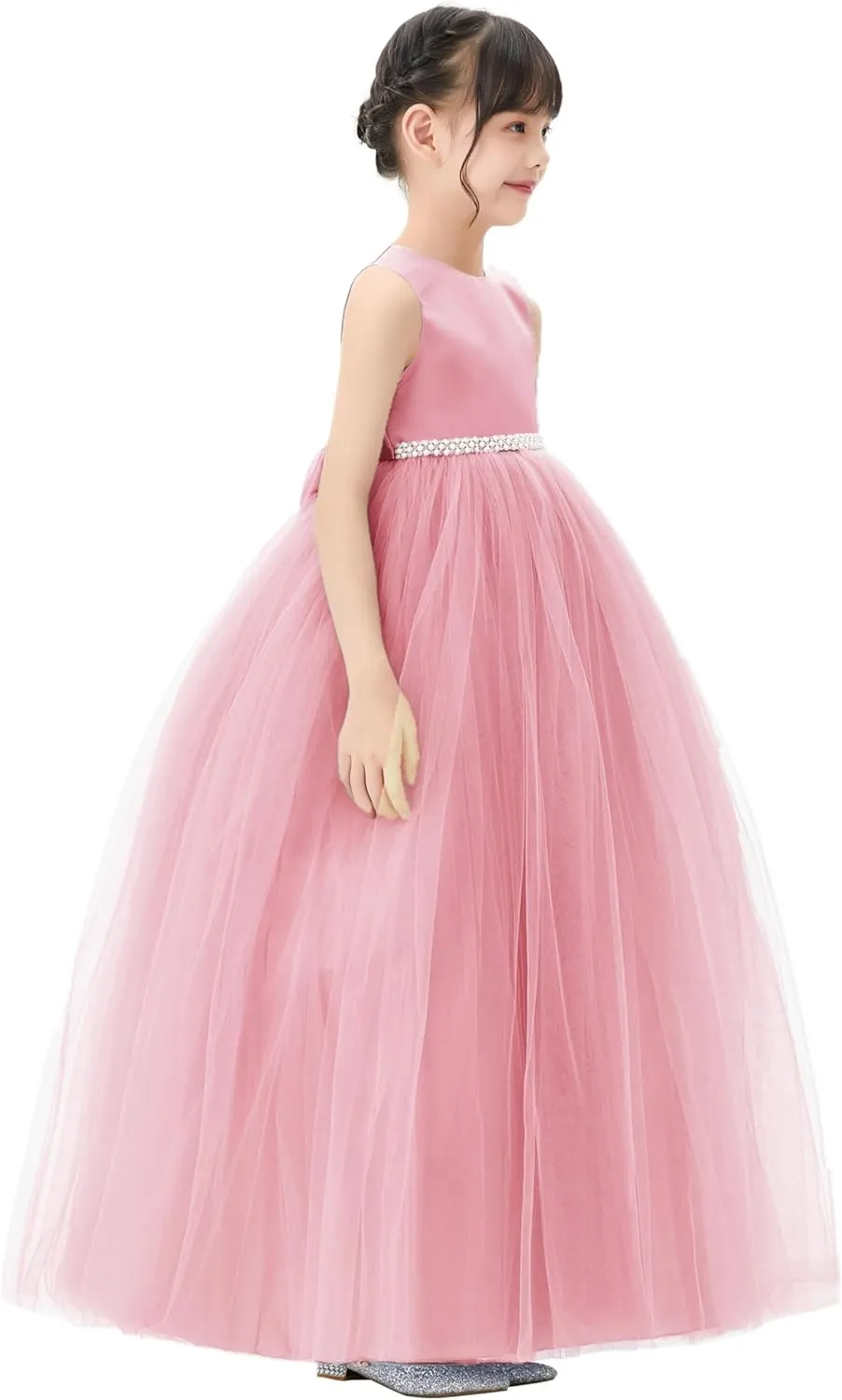 ekidsbridal V-Back Flower Girl Dress Rhinestones for Church Communion Baptism Gowns PR123