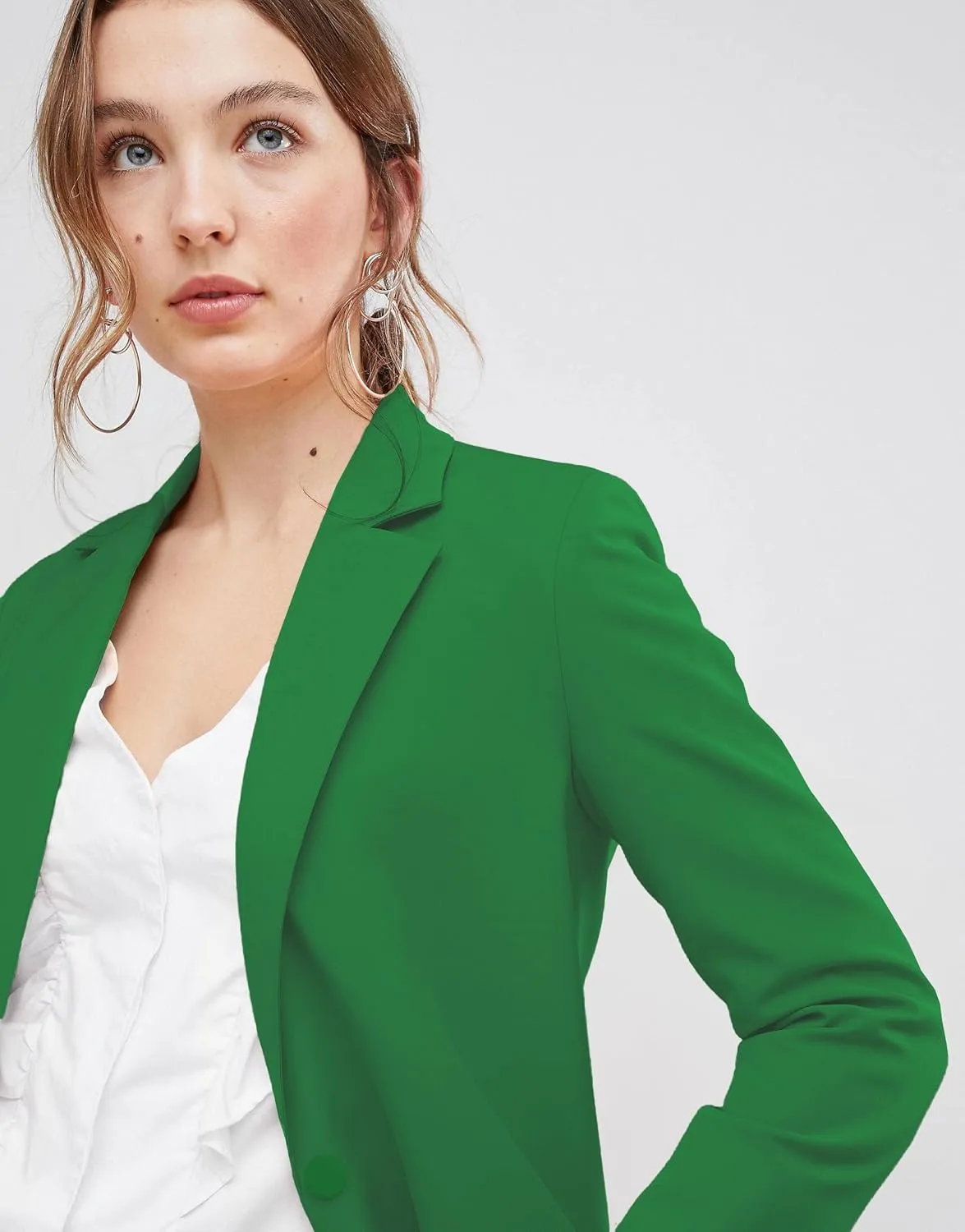 EXTRO&VERT Boyfriend Blazer Jackets for Women Single Button Side Pockets Suit Jacket for Casual Business