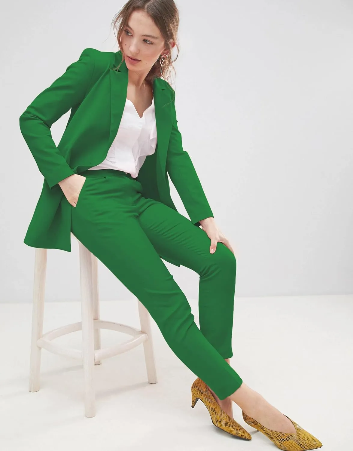 EXTRO&VERT Boyfriend Blazer Jackets for Women Single Button Side Pockets Suit Jacket for Casual Business