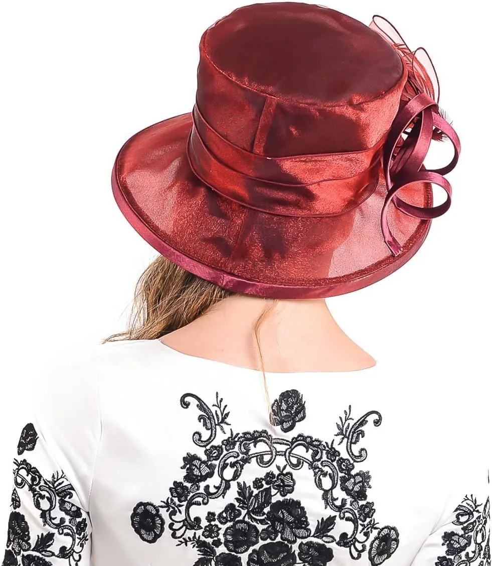 F&N STORY Lady Kentucky Church Derby Dress Wedding Party Hat Drown Brim S043