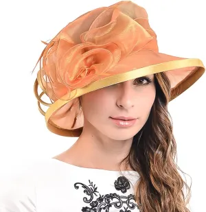 F&N STORY Lady Kentucky Church Derby Dress Wedding Party Hat Drown Brim S043