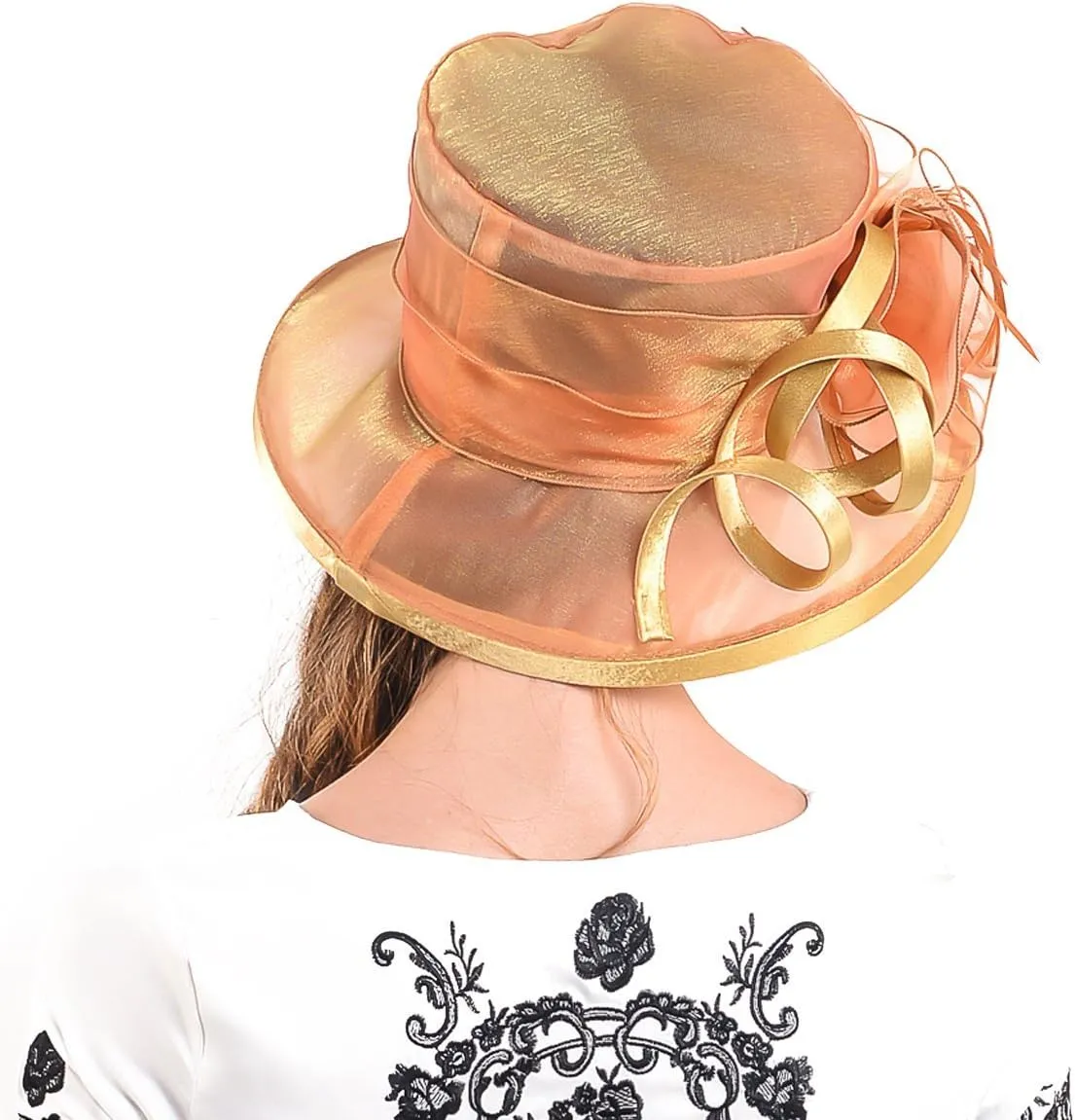 F&N STORY Lady Kentucky Church Derby Dress Wedding Party Hat Drown Brim S043