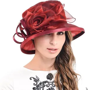 F&N STORY Lady Kentucky Church Derby Dress Wedding Party Hat Drown Brim S043