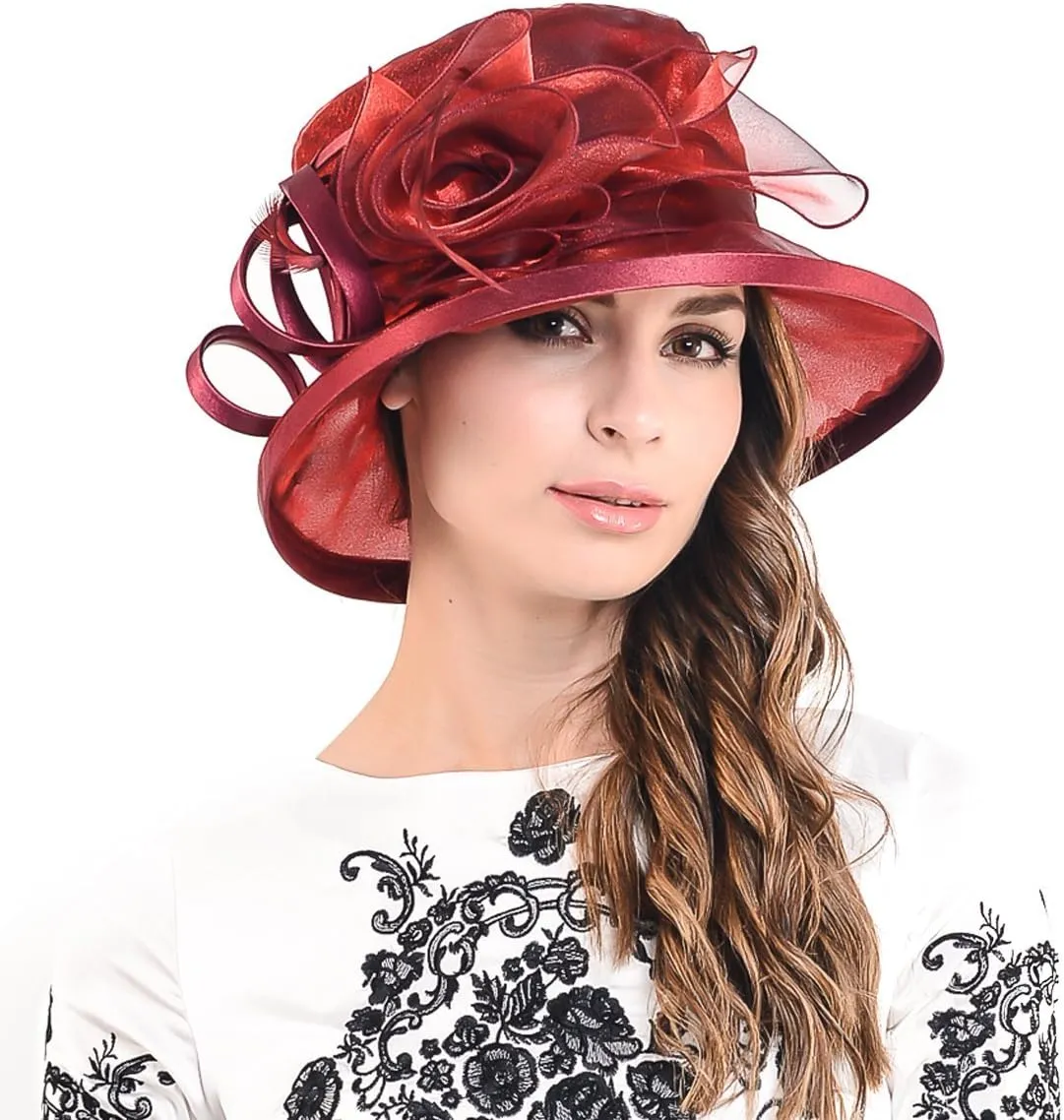 F&N STORY Lady Kentucky Church Derby Dress Wedding Party Hat Drown Brim S043