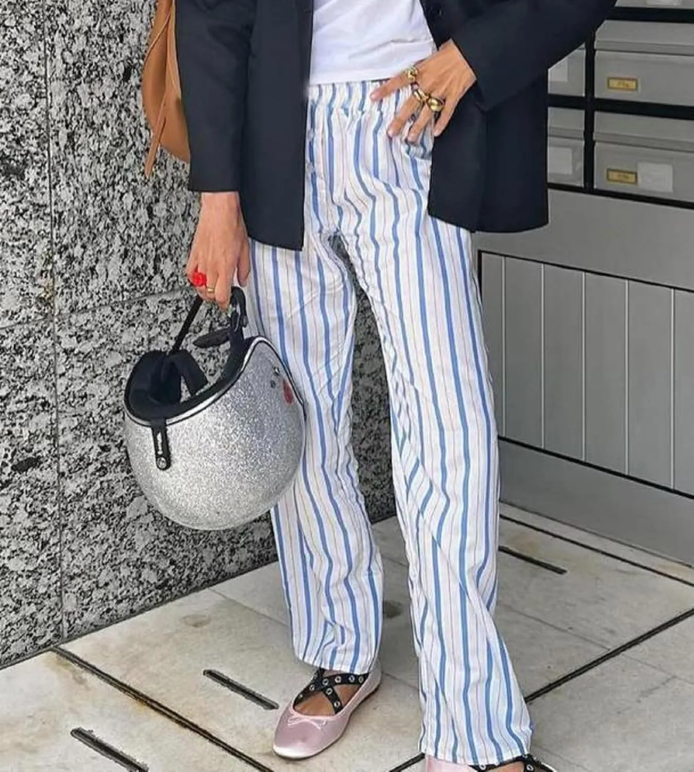Faretumiya Women Y2k Striped Pants Elastic High Waist Wide Leg Pants Loose Lounge Bottoms Sweatpants Streetwear