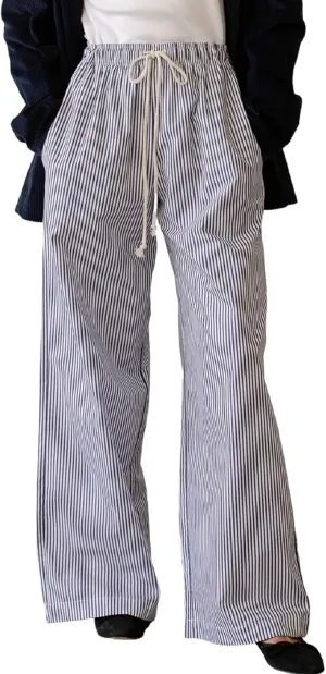 Faretumiya Women Y2k Striped Pants Elastic High Waist Wide Leg Pants Loose Lounge Bottoms Sweatpants Streetwear