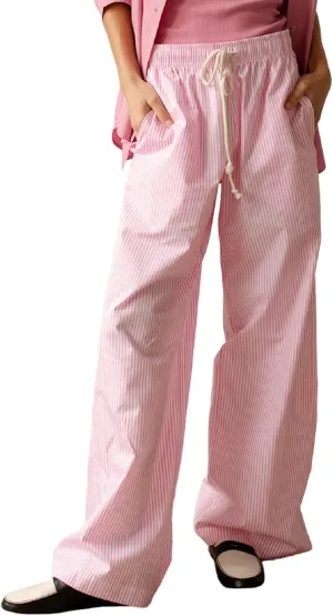 Faretumiya Women Y2k Striped Pants Elastic High Waist Wide Leg Pants Loose Lounge Bottoms Sweatpants Streetwear