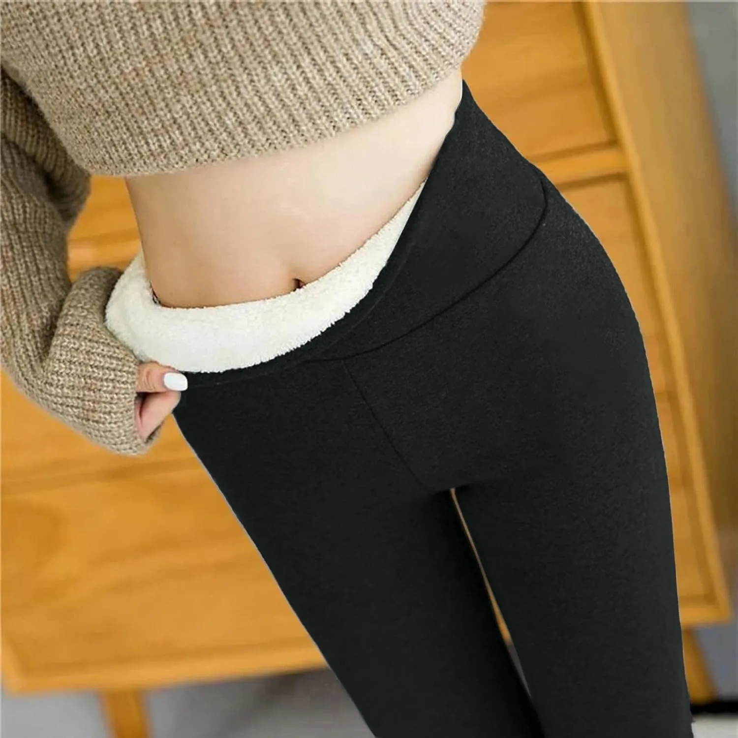 Fleece Lined Leggings Printed Bottom Pants Fall and Winter Inside Comfortable Casual Pants Women's Bottom Pants