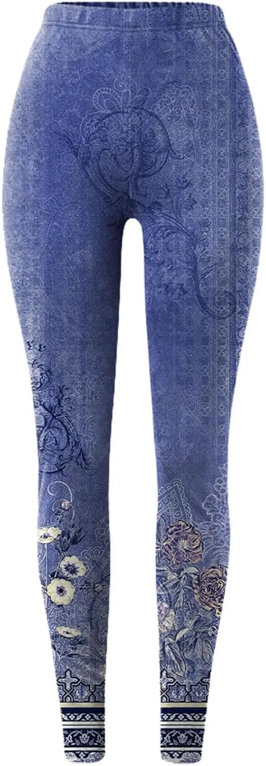 Fleece Lined Leggings Printed Bottom Pants Fall and Winter Inside Comfortable Casual Pants Women's Bottom Pants
