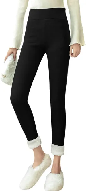 Fleece Lined Leggings Printed Bottom Pants Fall and Winter Inside Comfortable Casual Pants Women's Bottom Pants