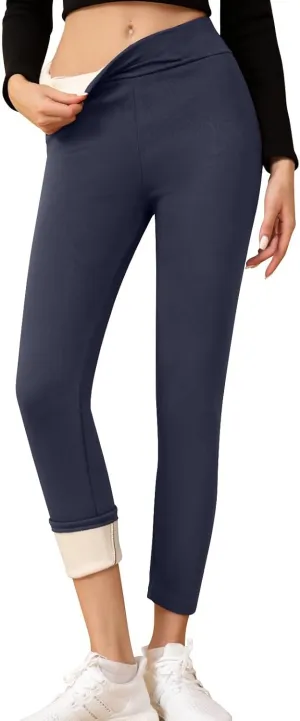 Fleece Lined Leggings Women Tummy Control Thermal Winter Warm Tights High Waisted Yoga Pants Cold Weather Pantyhose