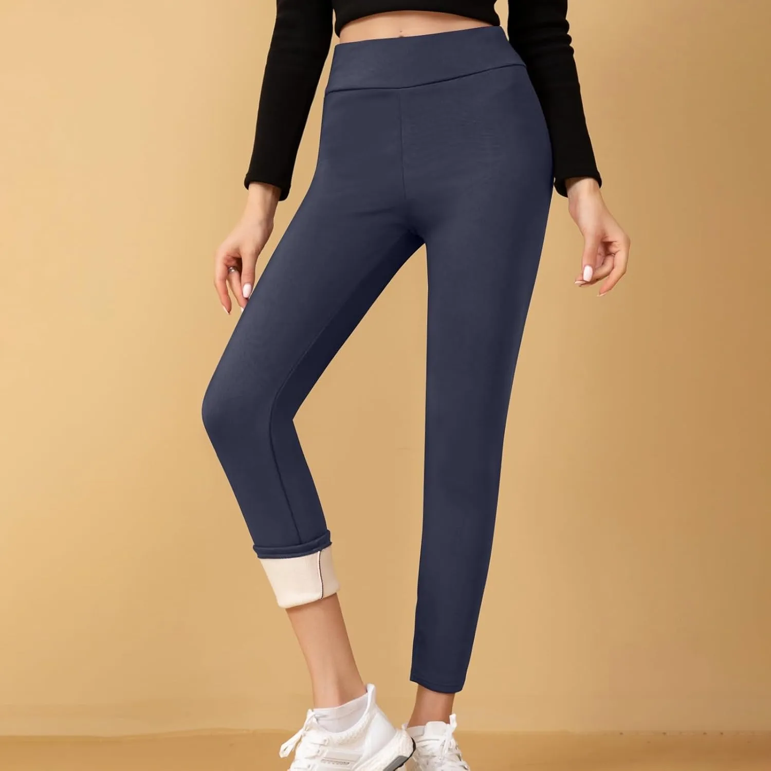 Fleece Lined Leggings Women Tummy Control Thermal Winter Warm Tights High Waisted Yoga Pants Cold Weather Pantyhose