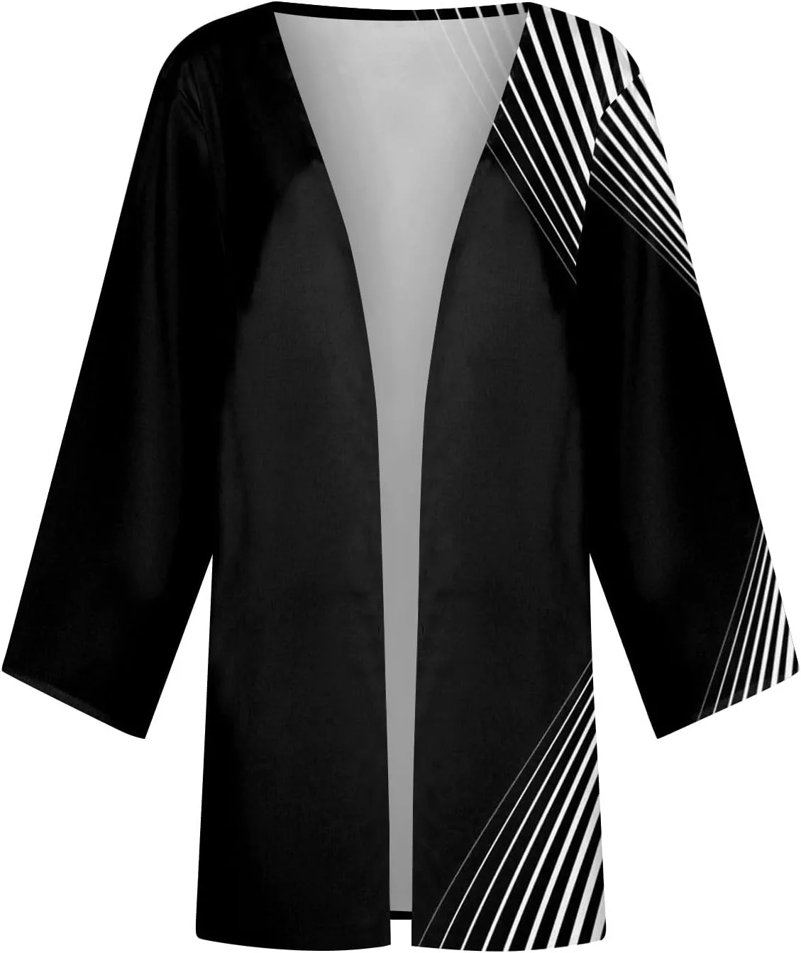 FlekmanArt Kimonos for Women Casual Print 3/4 Sleeve Open Front Cardigan Casual Loose Lightweight Trendy Flowy Dressy Jacket