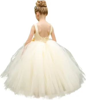 Flower Girl Dress Birthday Tutu Pageant Tulle Princess Ball Gowns Party Wedding Kids Satin Dresses
