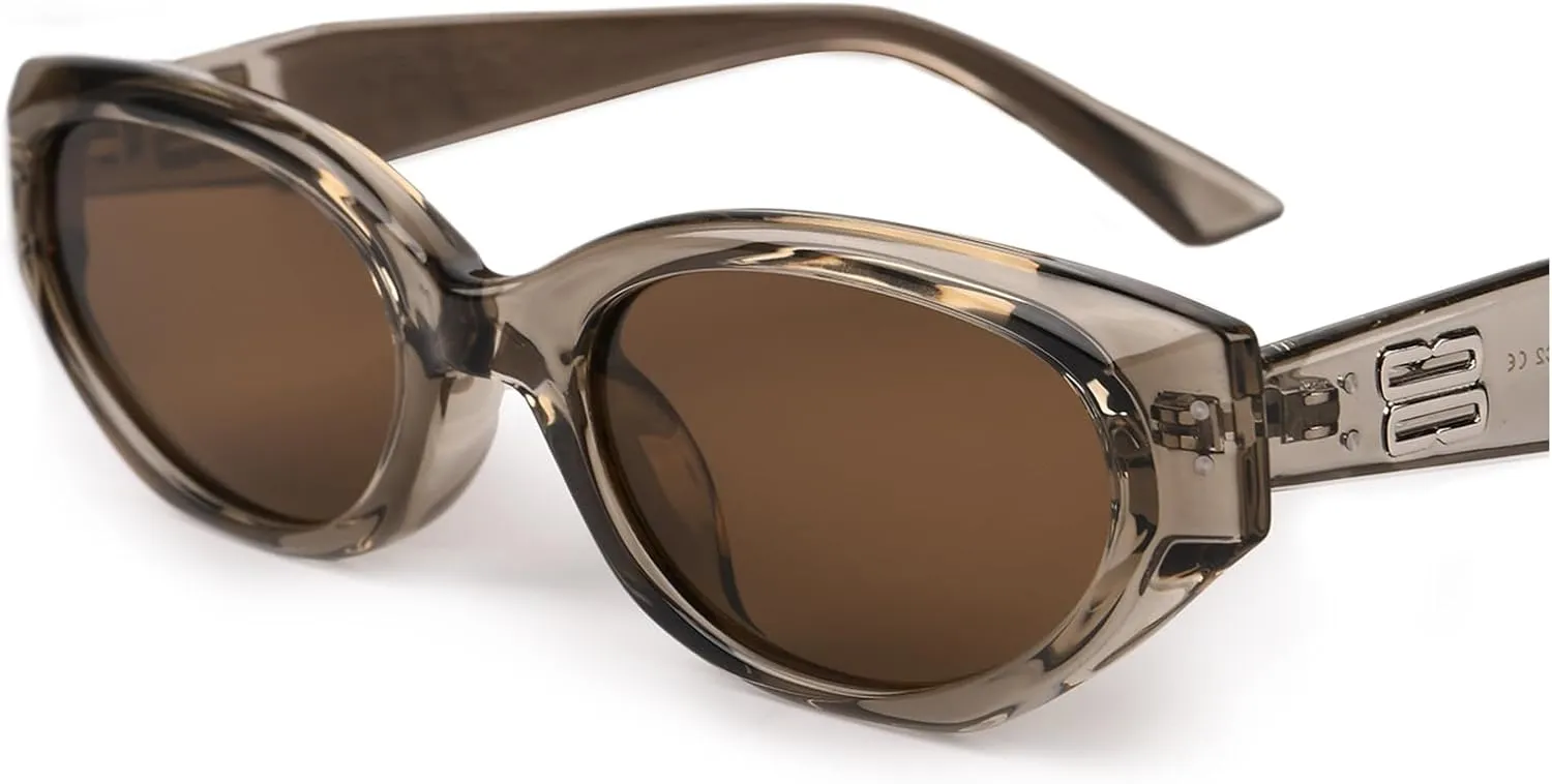 FURTALK Oval Sunglasses for Women Men Cat Eye 90s Vintage Trendy Sunnies Polarized UV Protection Sun Glasses FT8207