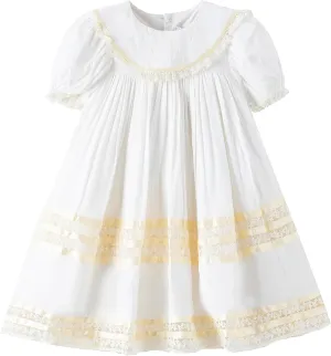 Girls Dress, Girls Gowns, Lace Heirloom Dress, Puff Sleeve, Cute Long Style for Kids