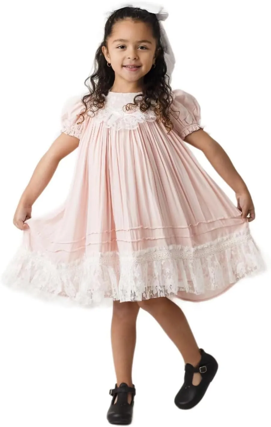 Girls Dress, Girls Gowns, Lace Heirloom Dress, Puff Sleeve, Cute Long Style for Kids