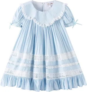 Girls Dress, Girls Gowns, Lace Heirloom Dress, Puff Sleeve, Cute Long Style for Kids