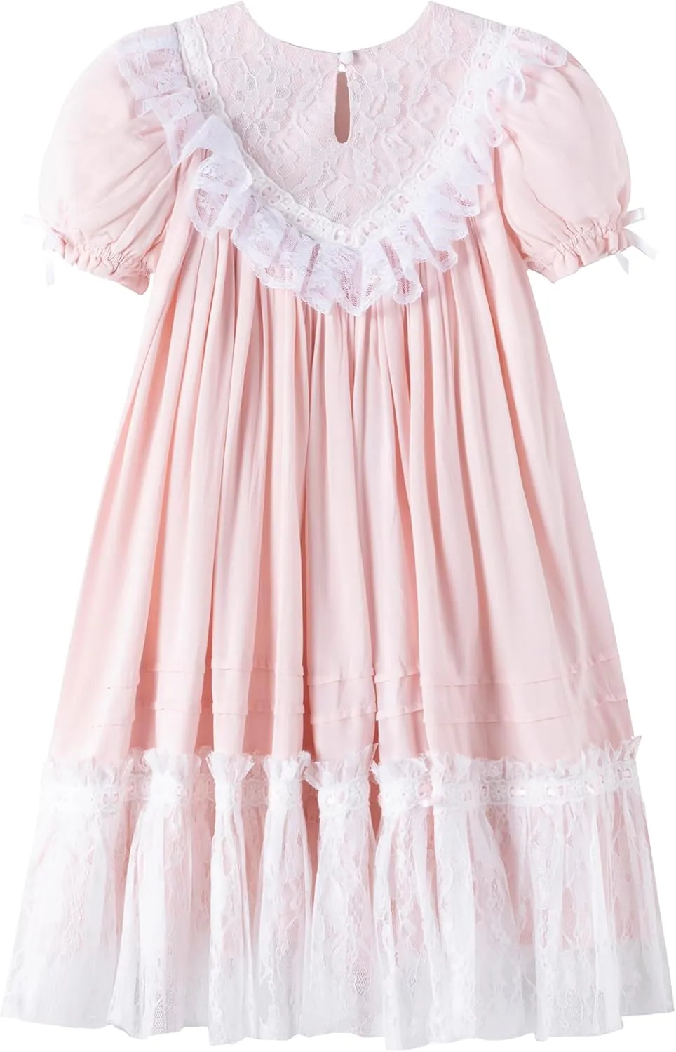 Girls Dress, Girls Gowns, Lace Heirloom Dress, Puff Sleeve, Cute Long Style for Kids