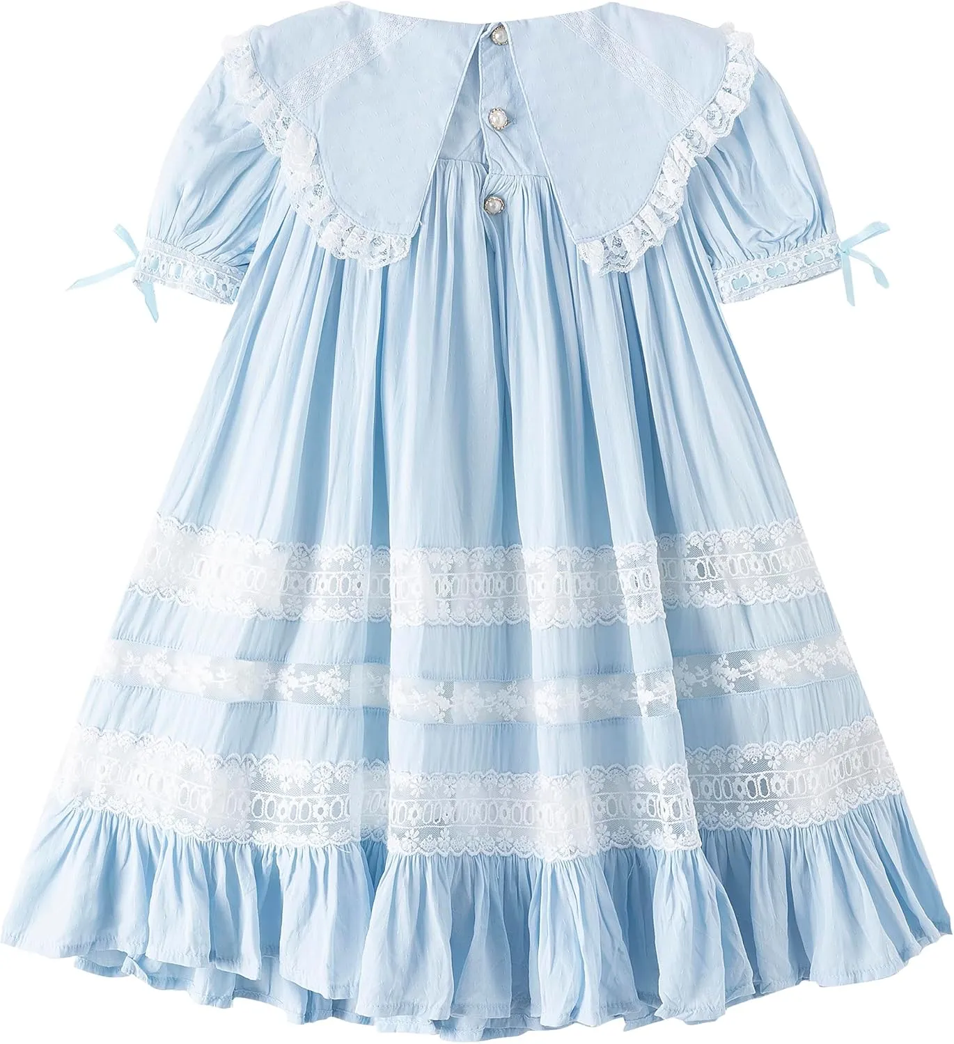 Girls Dress, Girls Gowns, Lace Heirloom Dress, Puff Sleeve, Cute Long Style for Kids