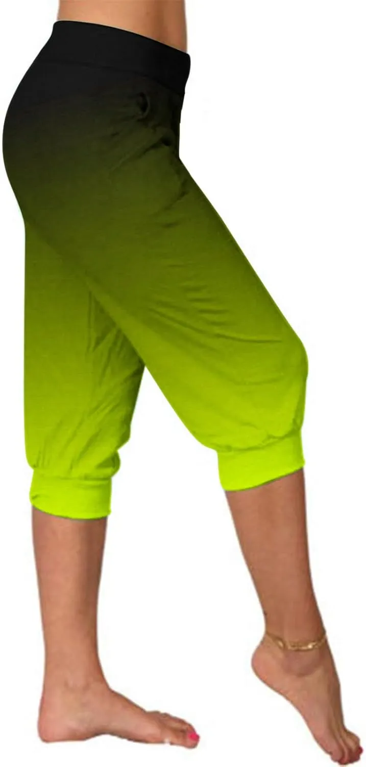 Gradient Capri Pants for Women Ombre High Waist Stretchy Cropped Leggings Summer Casual Yoga Lounge Bottoms