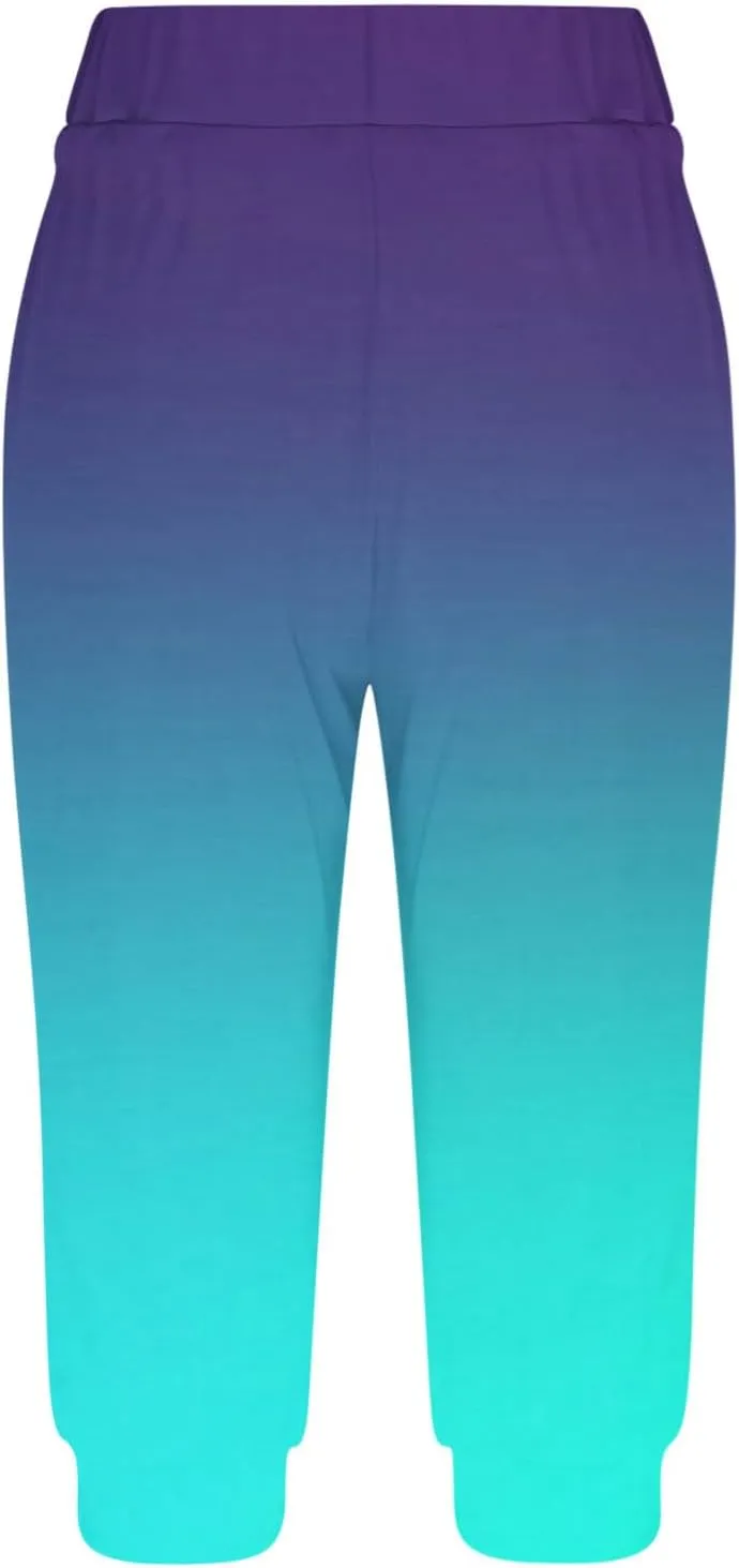 Gradient Capri Pants for Women Ombre High Waist Stretchy Cropped Leggings Summer Casual Yoga Lounge Bottoms