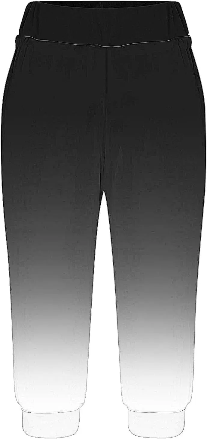 Gradient Capri Pants for Women Ombre High Waist Stretchy Cropped Leggings Summer Casual Yoga Lounge Bottoms