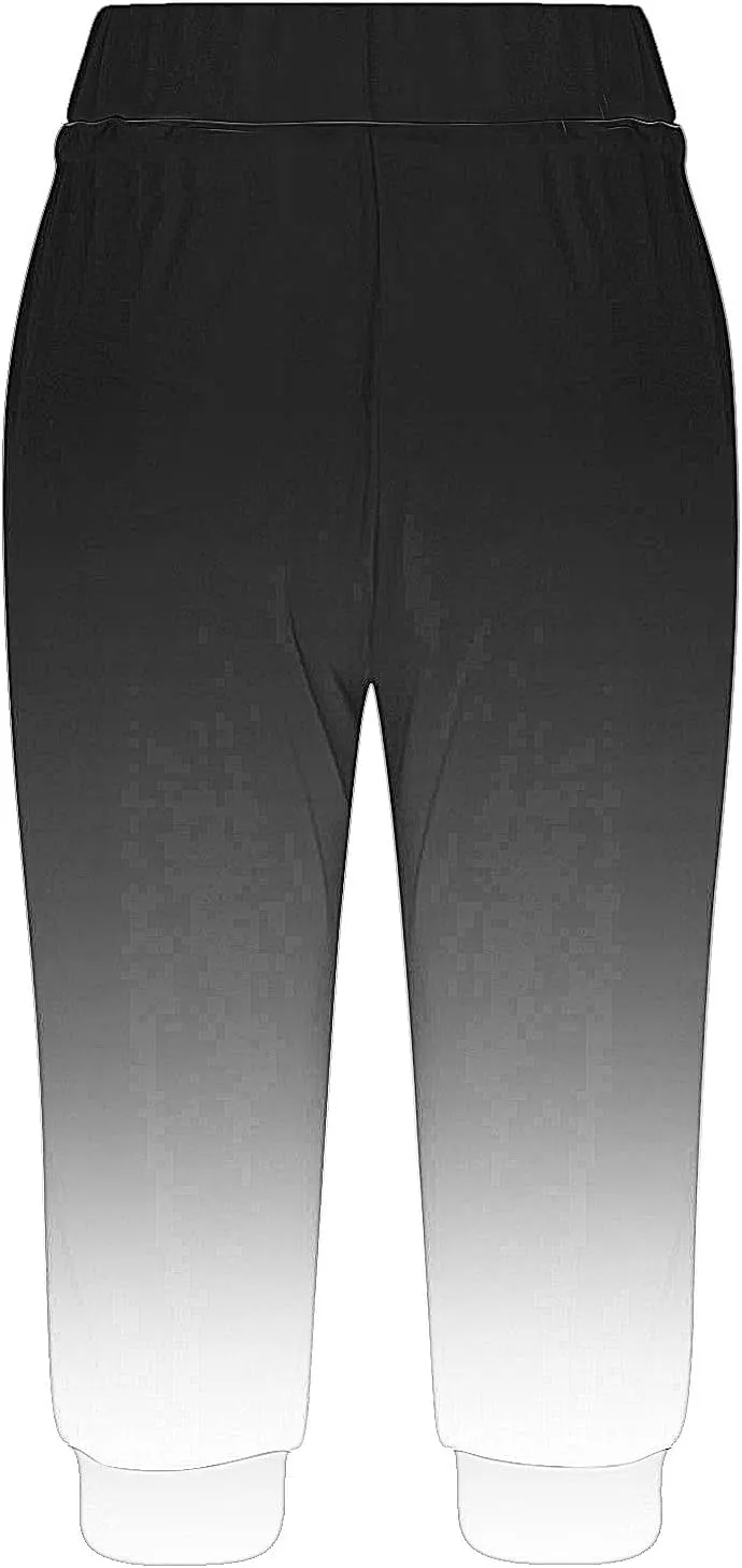 Gradient Capri Pants for Women Ombre High Waist Stretchy Cropped Leggings Summer Casual Yoga Lounge Bottoms