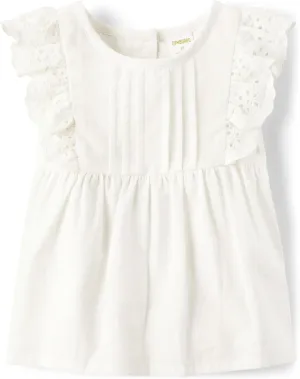 Gymboree Girls' and Toddler Flutter Sleeve Eyelet Tank Tops