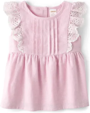 Gymboree Girls' and Toddler Flutter Sleeve Eyelet Tank Tops
