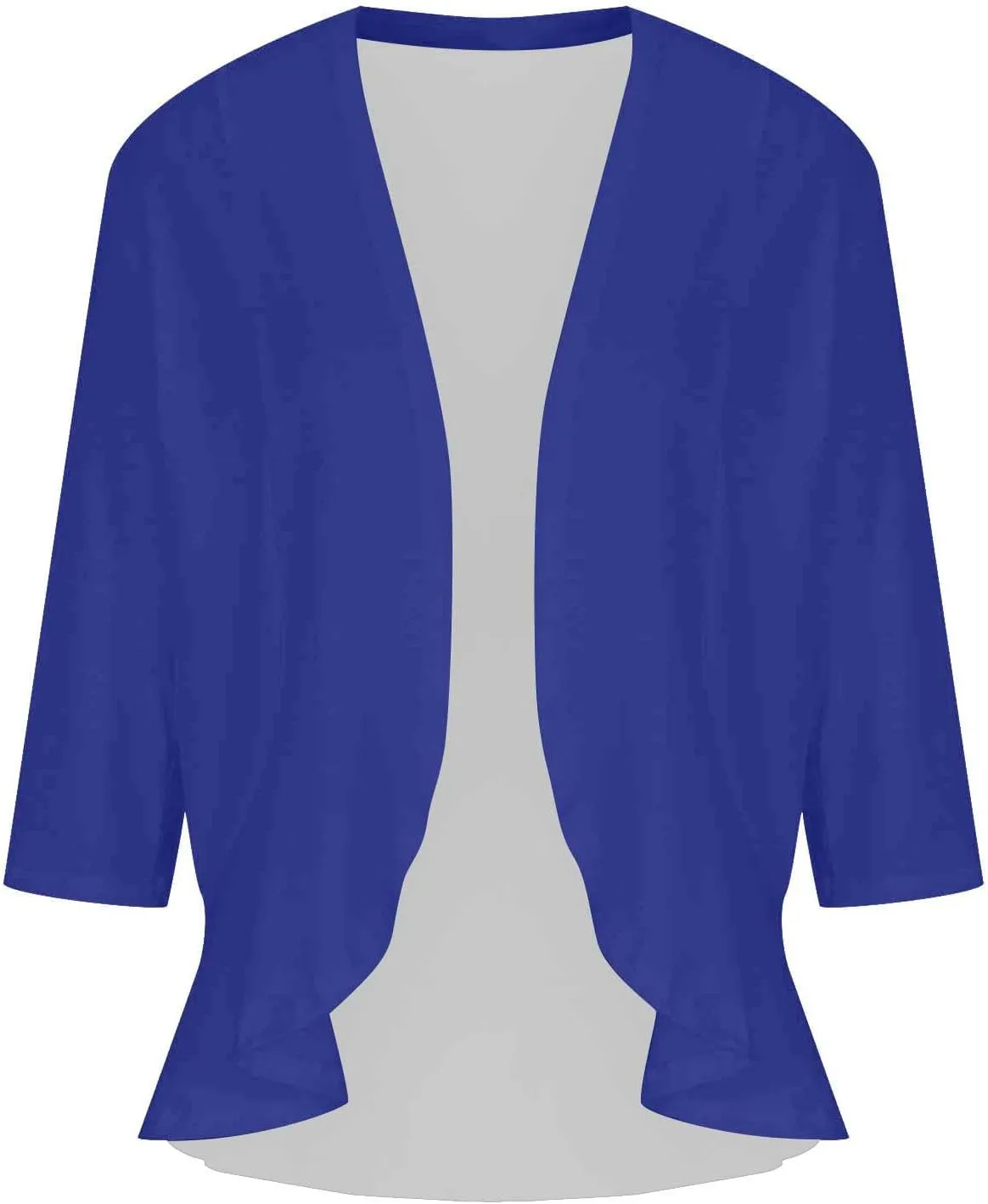 HGps8w 3/4 Sleeve Cardigan for Women Open Front Lightweight Drape Ruffles Irregular Hem Casual Solid Cover Up Going Out Tops