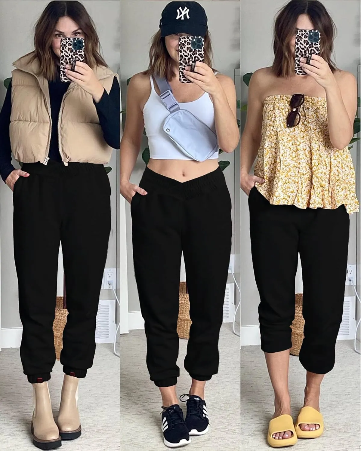 HOPYOP Women's Casual Joggers Pants V Crossover High Waisted Baggy Lounge Bottoms Pants Leggings