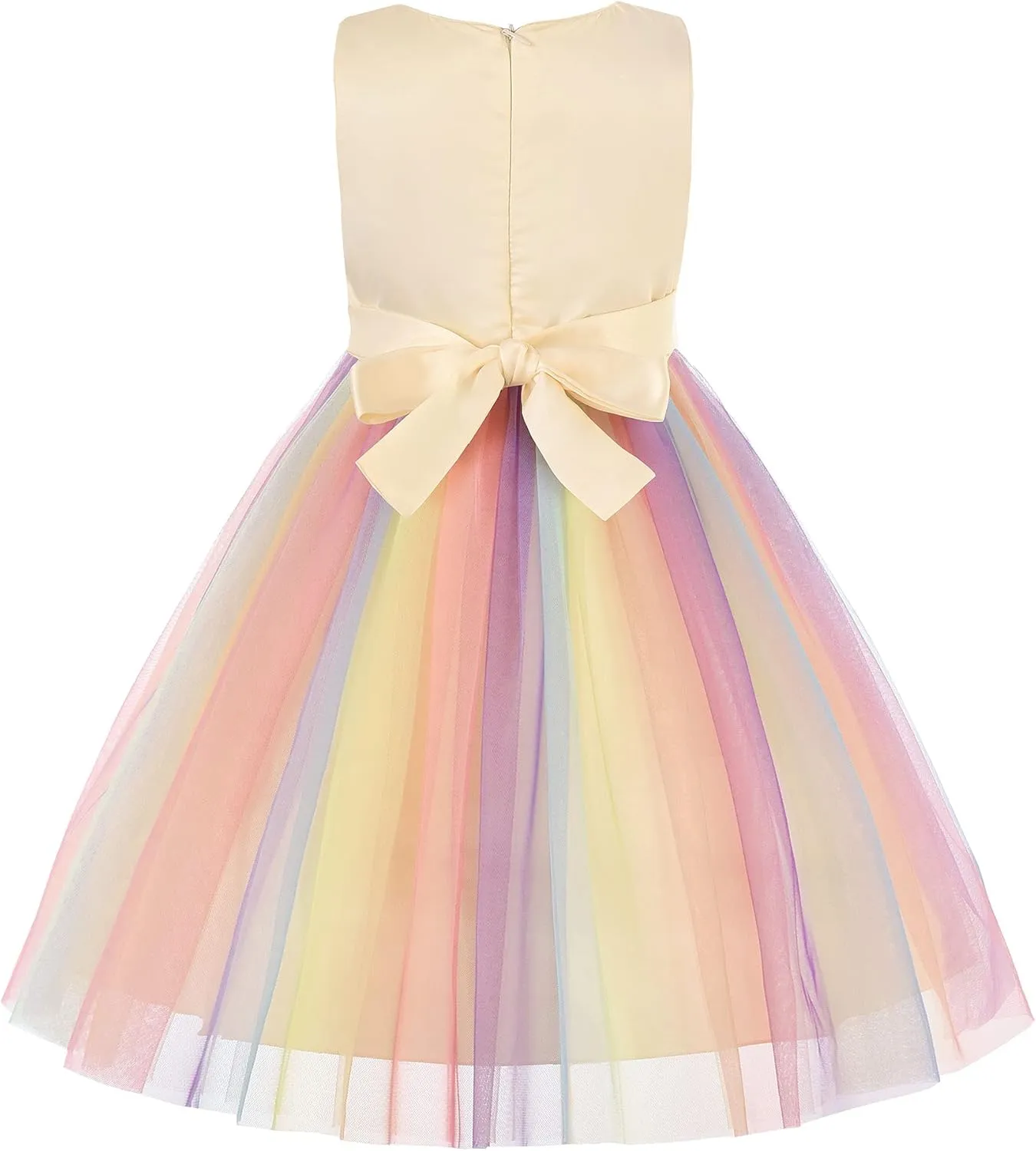 JerrisApparel Flower Girls Sequin Dress Rainbow Tutu Birthday Party Dress Pageant Gown