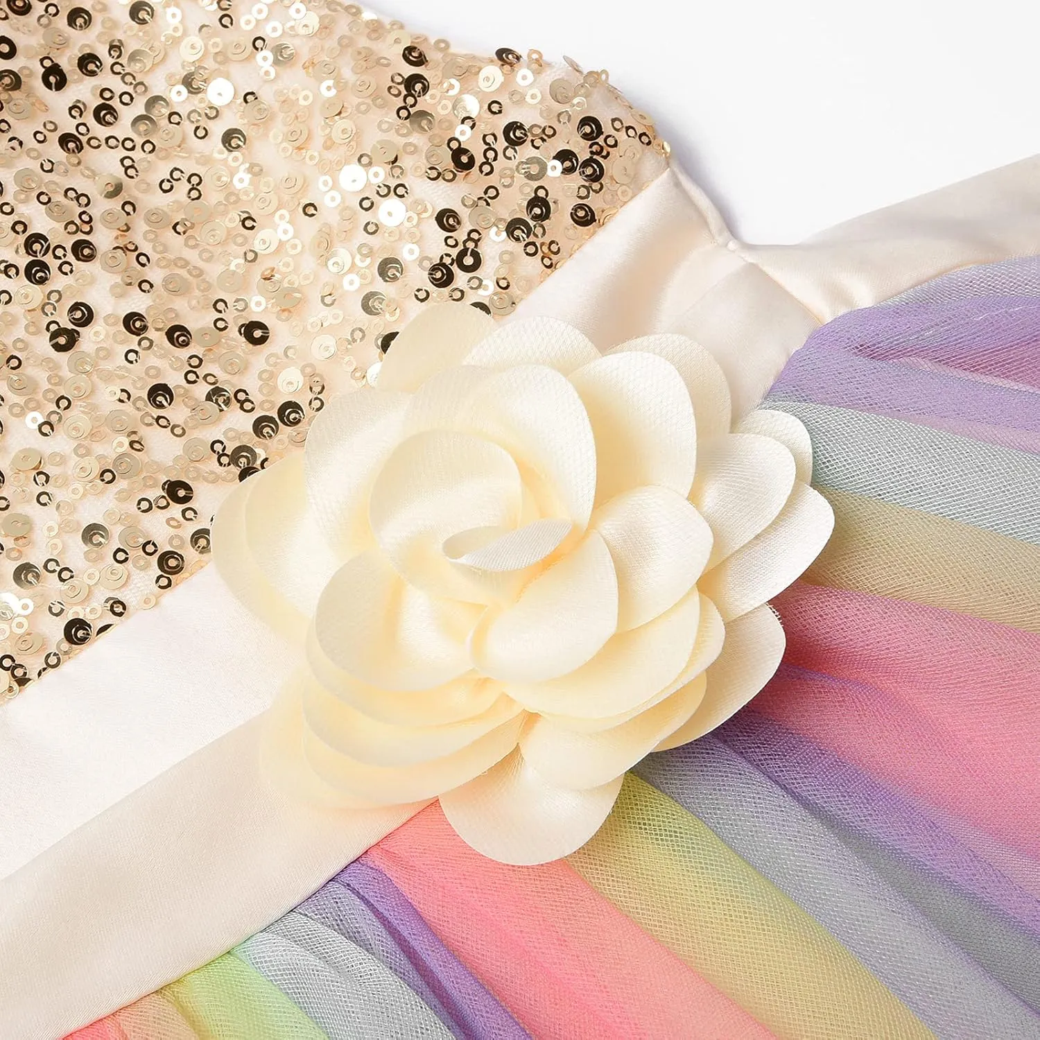 JerrisApparel Flower Girls Sequin Dress Rainbow Tutu Birthday Party Dress Pageant Gown