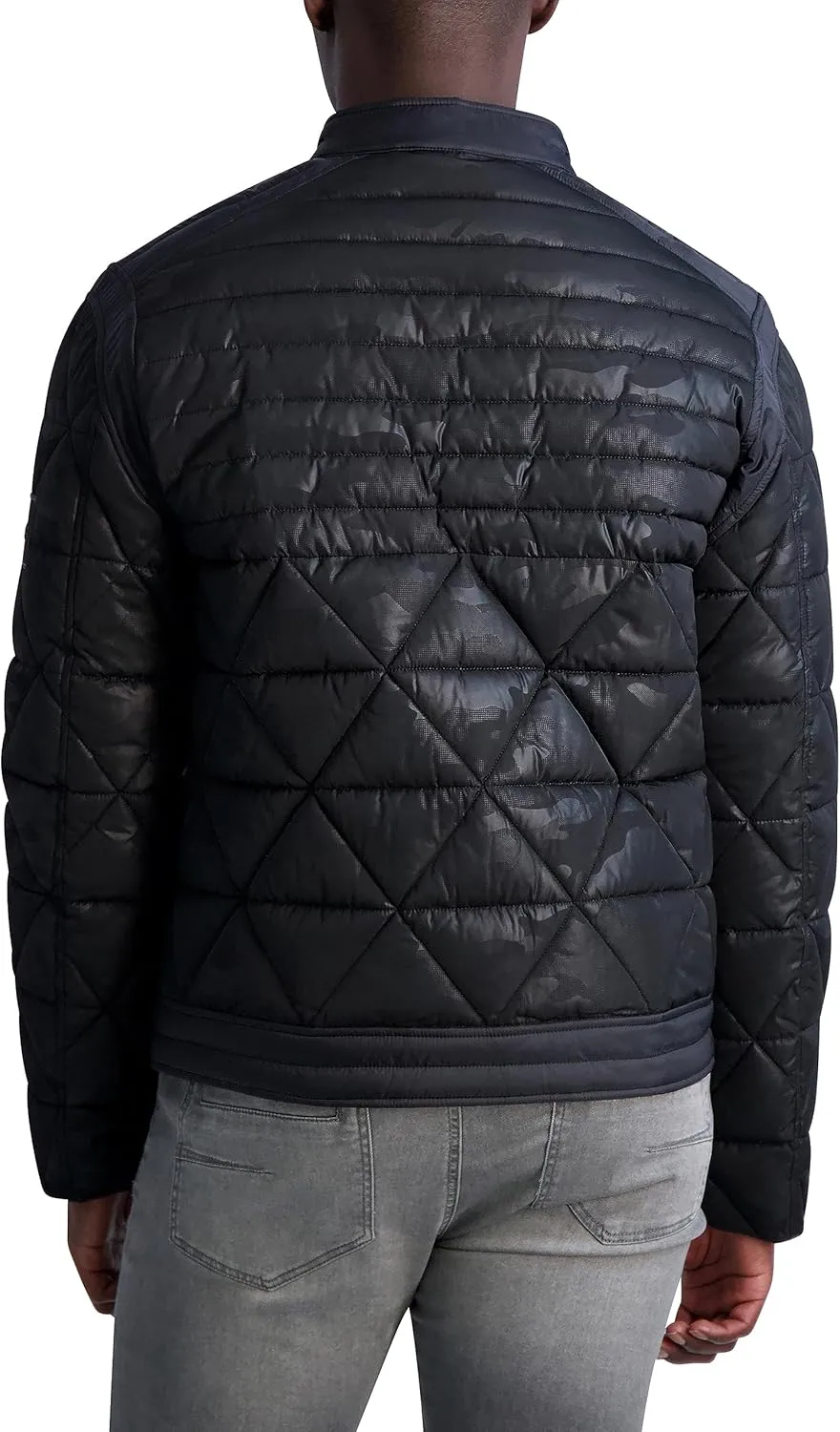 Karl Lagerfeld Paris Men's Camouflage Quilted Full Zip Puffer Jacket