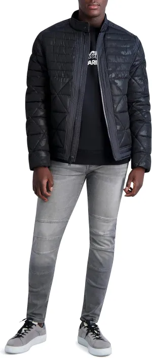 Karl Lagerfeld Paris Men's Camouflage Quilted Full Zip Puffer Jacket