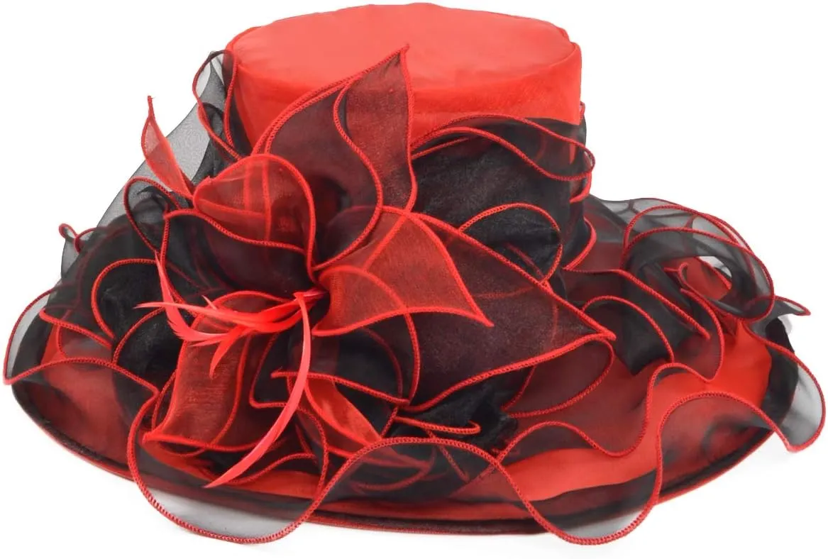 Ladies Kentucky Church Derby Hat Wide Brim Leaf Flower Bridal Dress Hat s037