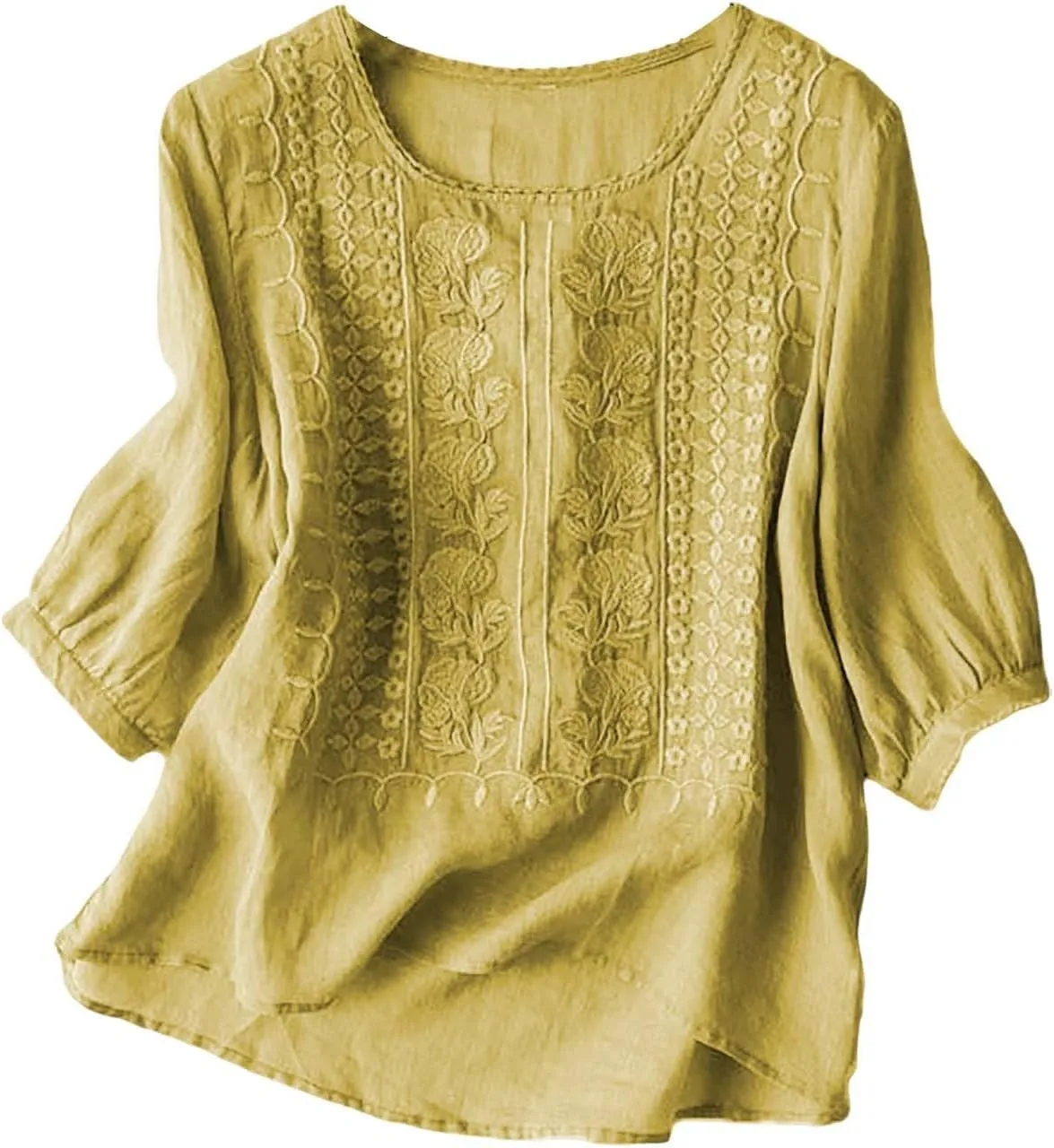 Linen Shirts for Women Summer 2025 Trendy Plus Size Crewneck Short Sleeve Cute Tops Casual Loose Fit Comfy Blouses