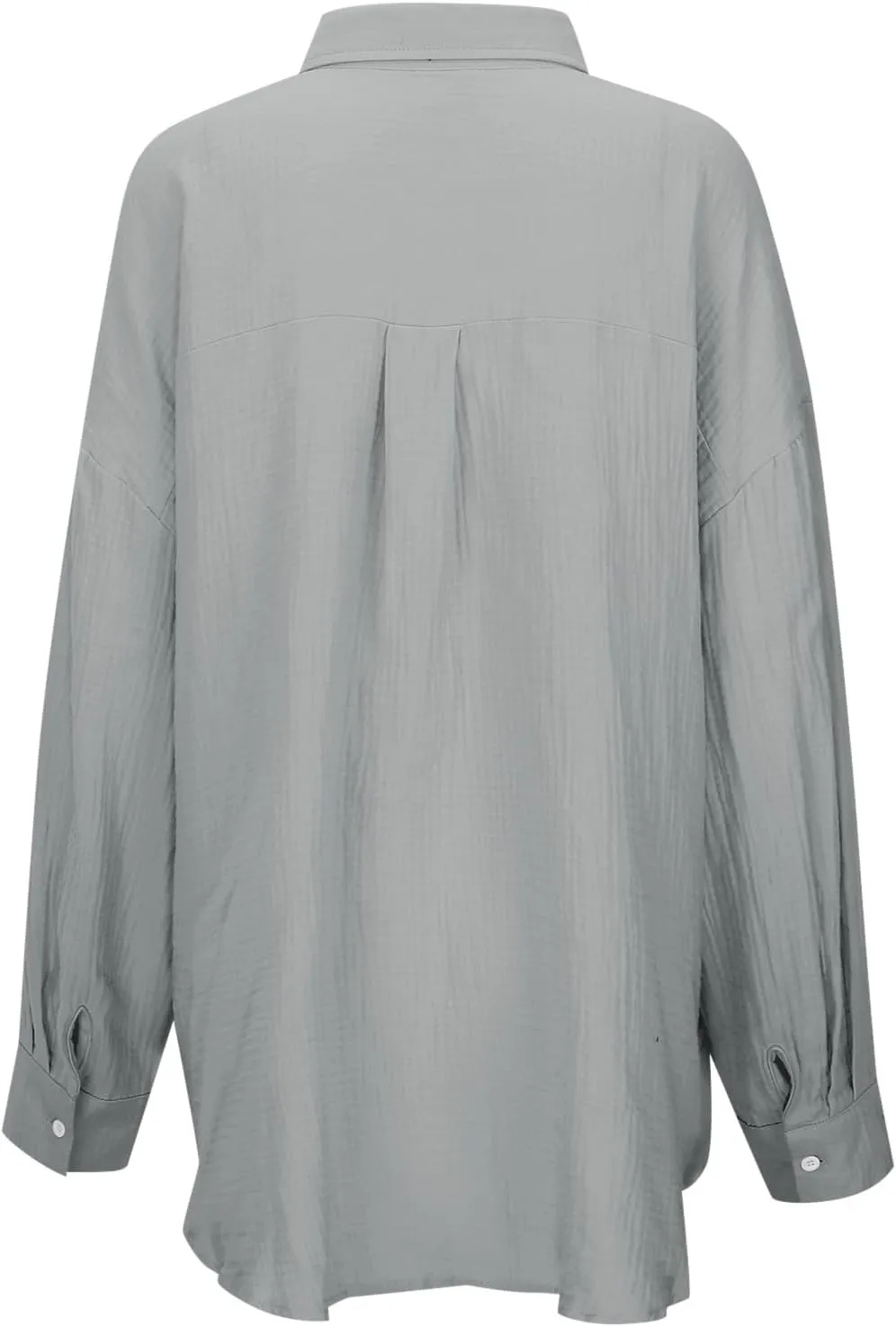 Linen Shirts for Women Summer Oversized Long Sleeve Lapel Button Down Shirt Lightweight Gauze Tops Loose Casual Blouses