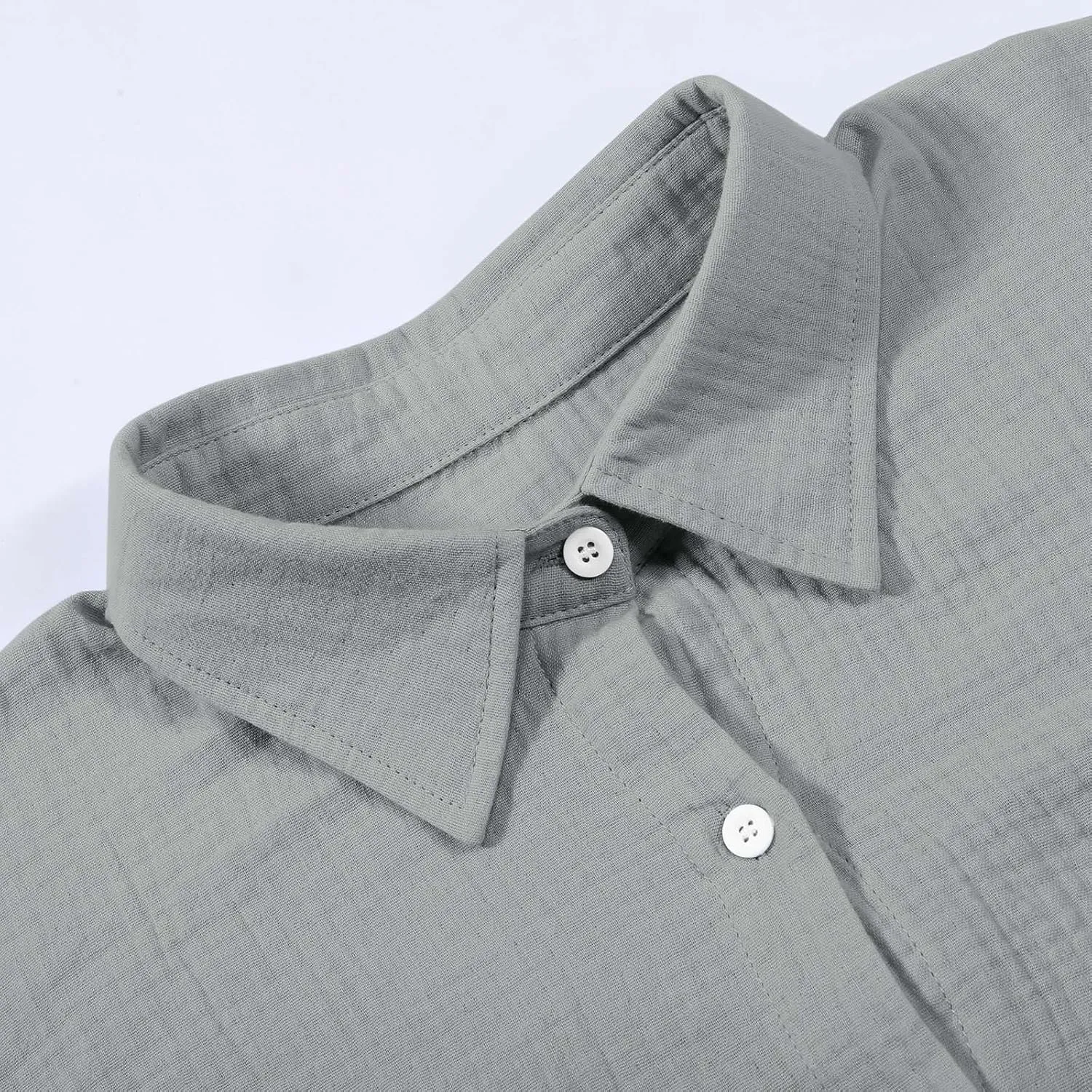 Linen Shirts for Women Summer Oversized Long Sleeve Lapel Button Down Shirt Lightweight Gauze Tops Loose Casual Blouses