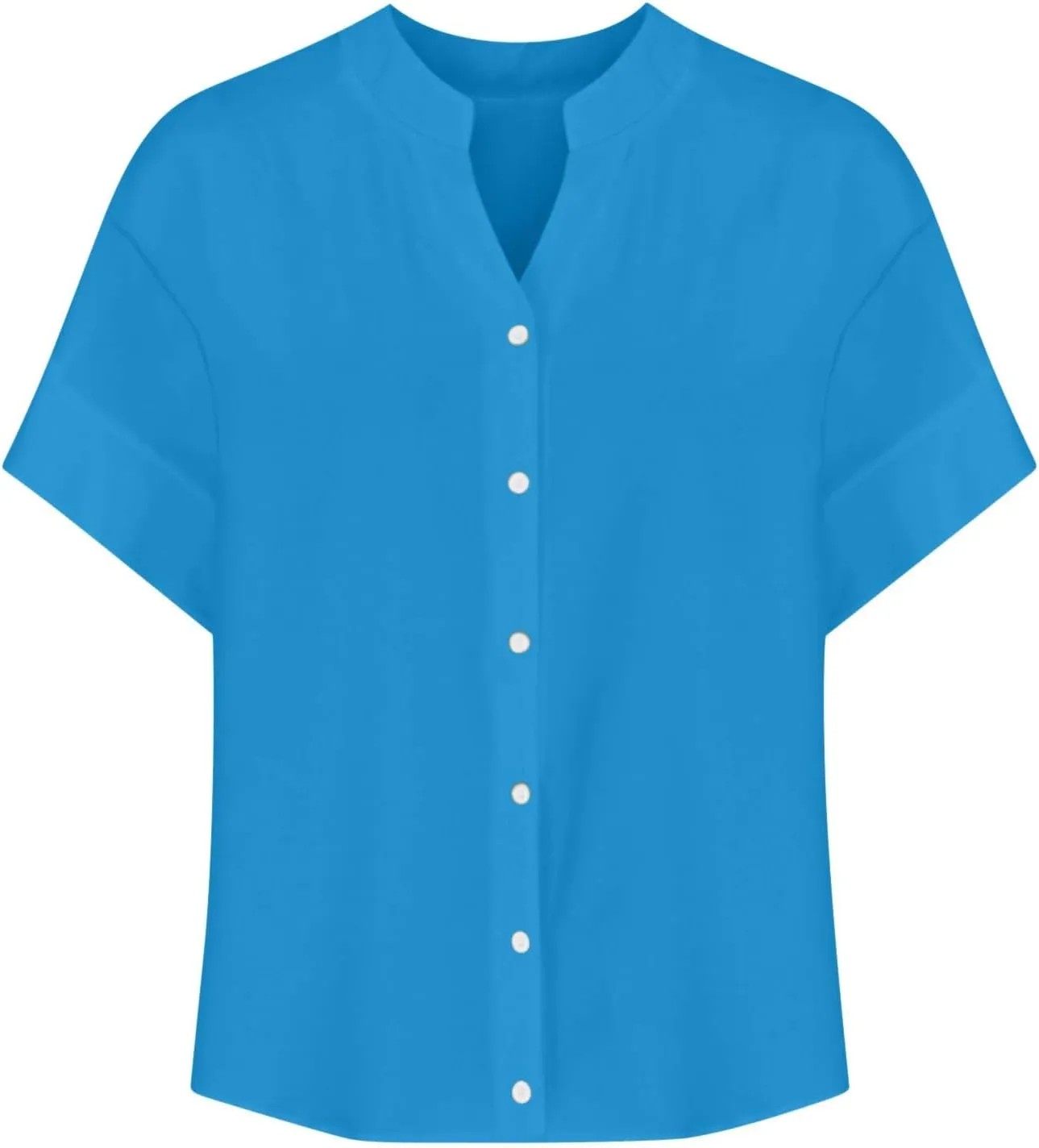Linen Tops for Women Summer Button Down Shirts Casual Loose Fitting Tops Dressy Plus Size V Neck Tops Blouse
