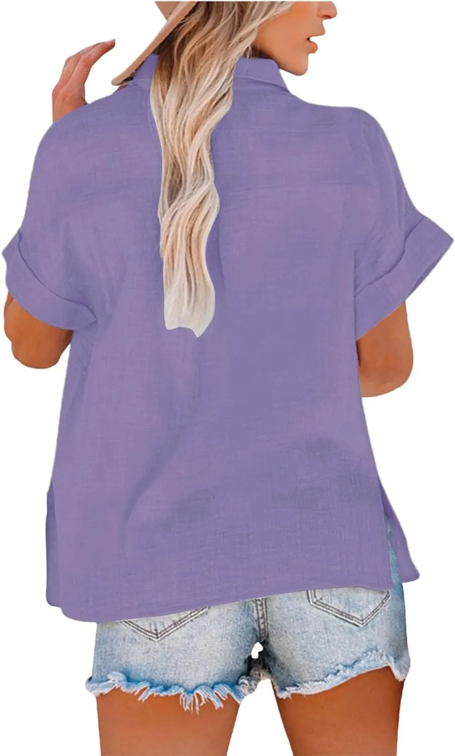 Linen Tops for Women Summer Work Tops Trendy Button Down Plus Size V Neck Boho Clothes Spring Tops for Women 2025