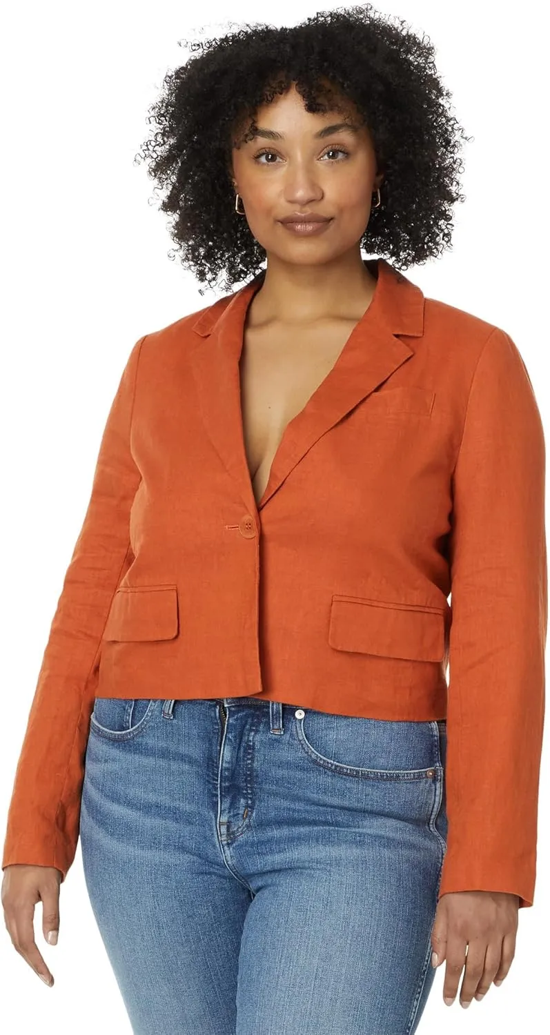 Madewell Women's Cropped Blazer Refined Linen