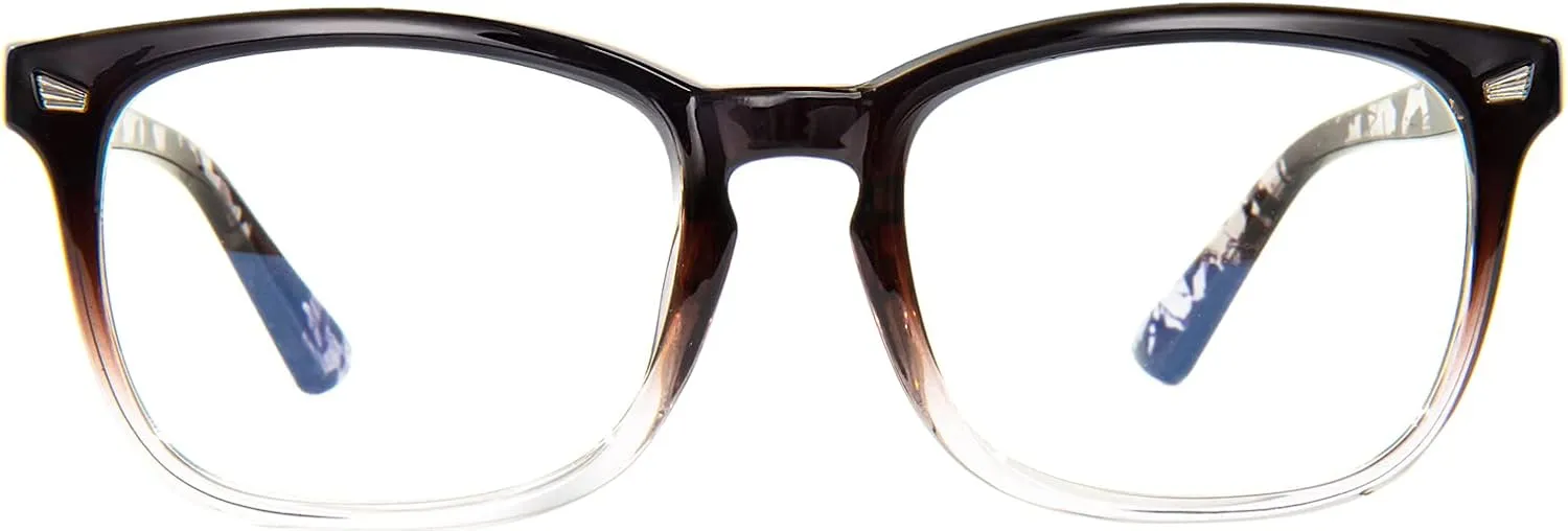 MAXJULI Blue Light Blocking Glasses,Computer Reading/Gaming/TV/Phones Glasses for Women Men(Brown-Translucent)