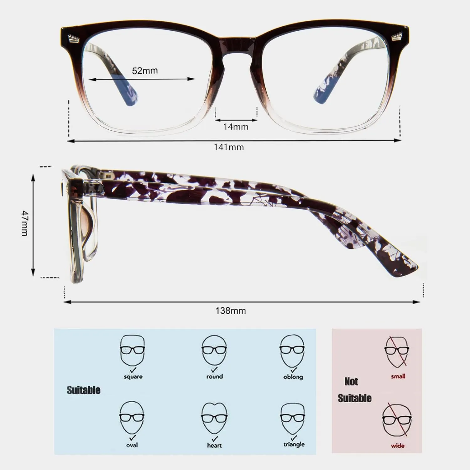 MAXJULI Blue Light Blocking Glasses,Computer Reading/Gaming/TV/Phones Glasses for Women Men(Brown-Translucent)